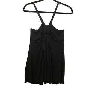 Theory Jenny Adjustable Spaghetti Strap Draped Front Black Tank Top Size Medium